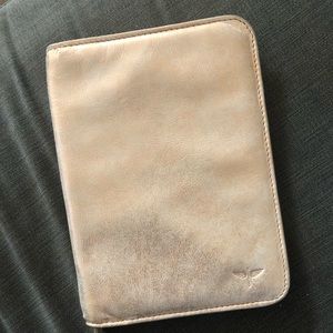 Clhei gold metallic Folio travel wallet clutch